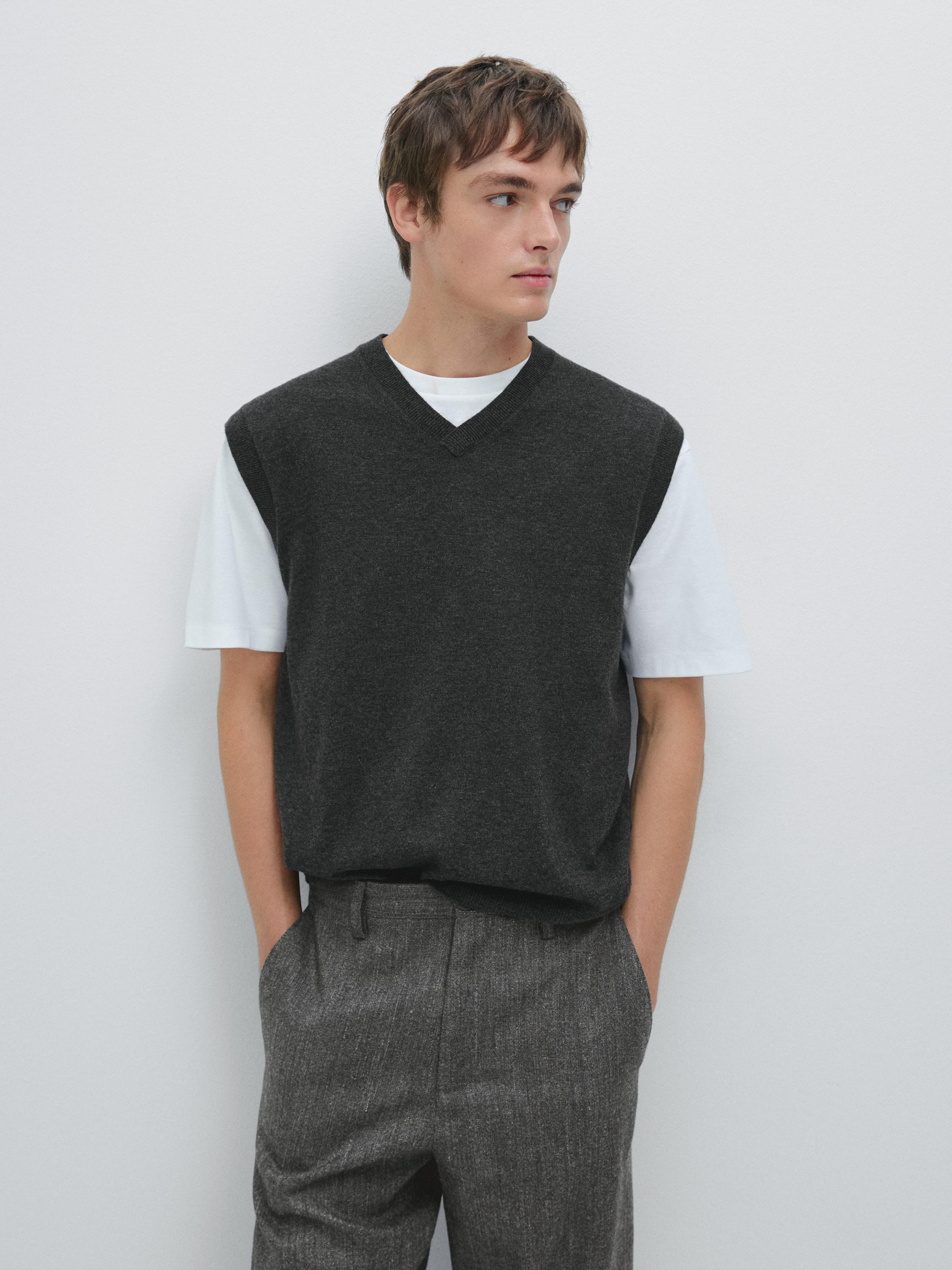 Straight-leg wool blend trousers